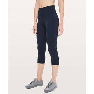 Lululemon In Movement Crop Everlux True Navy Size 12